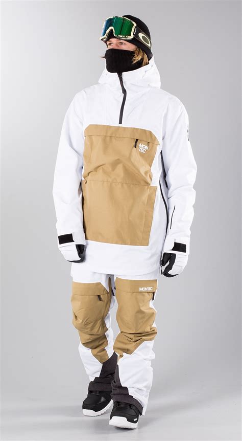montec dune khaki white snowboard clothing snowboarding outfit skiing outfit jackets men