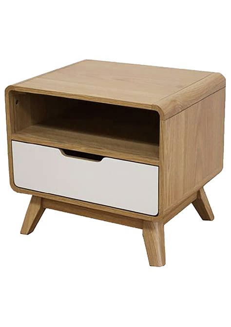 Retro Bedside Table Oakwhite Scandi Inspired Furniture Onceit