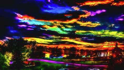 High Contrast Psychedelic Autumn Sunset Photograph By Ron Fleishman