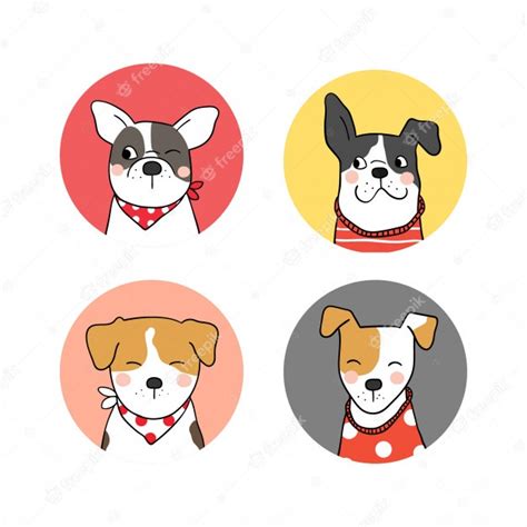 Premium Vector Set Logo Of Cute Dog Draw Doodle Style