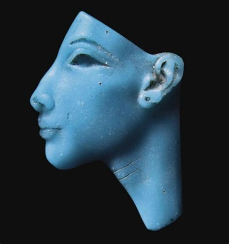 An Egyptian Turquoise Glass Face Inlay Of Akhenaten Or Nefertiti New Kingdom Dynasty Xviii