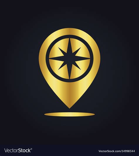 Position Star Gps Location Colored Gold Logo Vector Image
