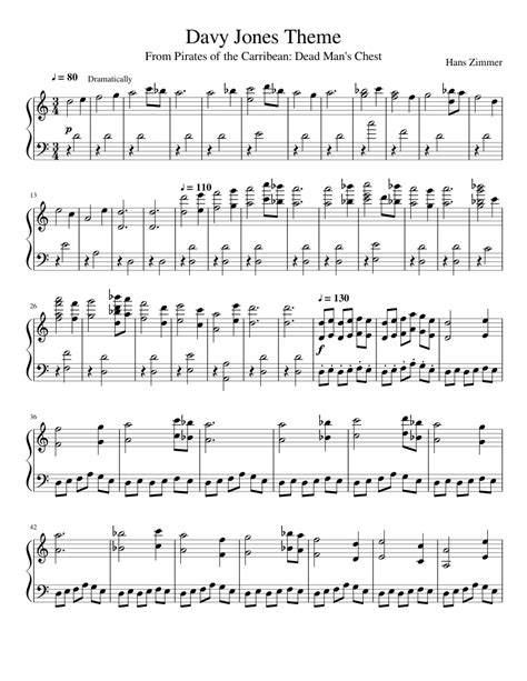 He's a pirate from the motion picture. Davy Jones Theme: Pirates of the Caribbean 2: Dead Mans Chest sheet music for Piano download ...