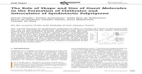 The Role Of Shape And Size Of Guest Molecules In The Formation Of