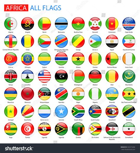 Round Glossy Flags Africa Full Vector Stock Vector Royalty Free