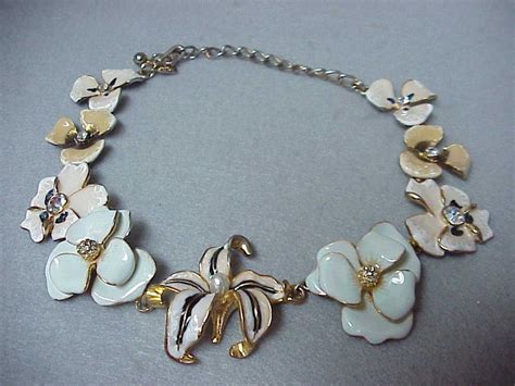 Vintage Kjl Kenneth Jay Lane Enamel Flower Necklace From Jewelsunique