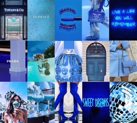 Boujee Blue Aesthetic Wall Collage Kit Blue Aesthetics Etsy