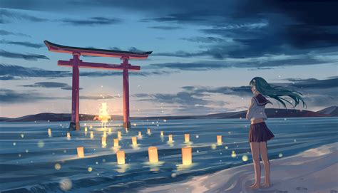 Free Download Anime Beach Wallpaper 21001202 Anime Scenery Art Beach