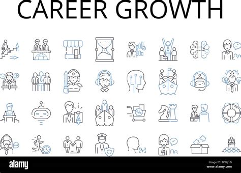 Career Growth Line Icons Collection Professional Development Personal