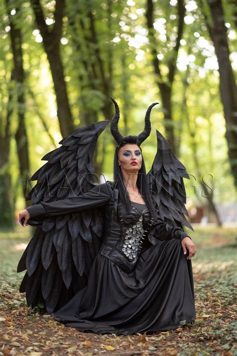 Witch Cosplay Costume Black Wings Devil Wings Black Angel Etsy