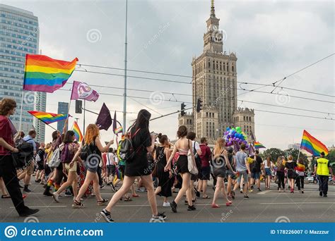 equality parade on the streets of warsaw poland editorial photography image of homosexuality