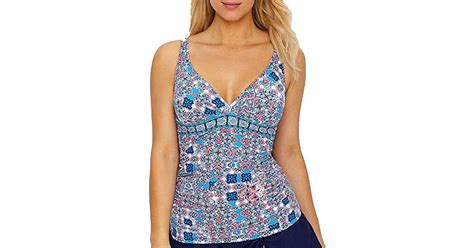 Gottex Twist Front V Neck D Cup Tankini Top Swimsuit In Blue Lyst