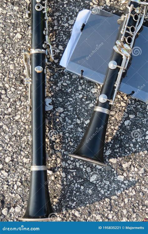 Clarinets On Ground During Marching Band Practice Stock Image Image