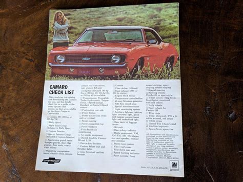 Rare 1969 Camaro Dealer Brochure Pace Car And For Sale Hemmings Motor News