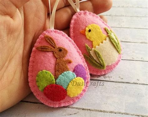 Felt Easter Decor Felt Eggs With Chicken And Bunny Felt Easter