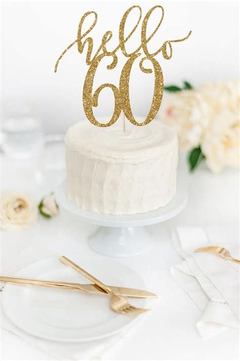 Hello 60 Cake Topper 60th Birthday Cake Topper Glitter Cake Topper