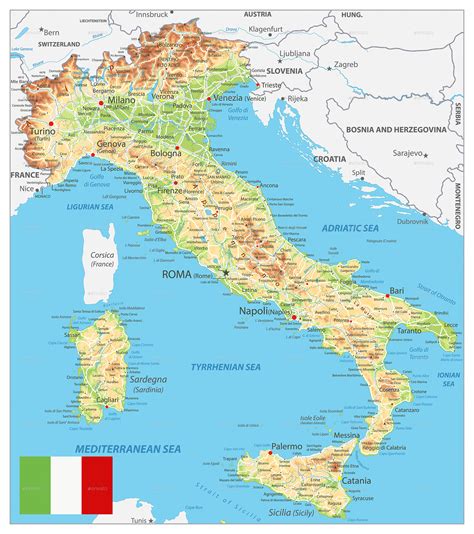Italy Physical Map by Cartarium | GraphicRiver