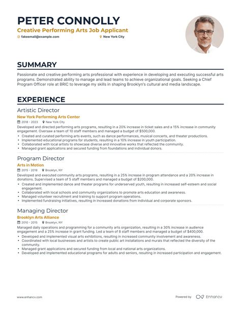 5 Performing Arts Resume Examples And Guide For 2023