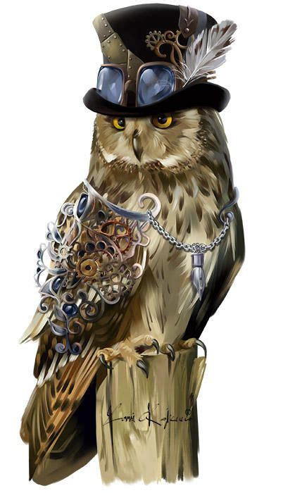 Steampunk Style Owl By Kajenna Steampunk Animals Steampunk Owls Arte
