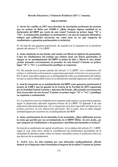 Soluciones casos prácticos de irpf 2 1 Derecho Financiero y