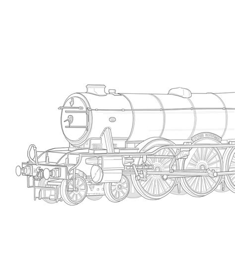 Flying Scotsman Steam Train Uk Line Art Drawing Trains And Etsy