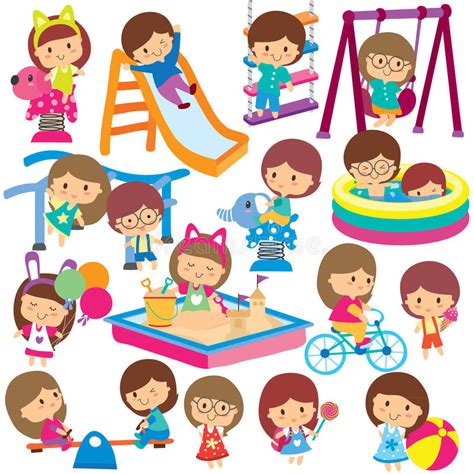 Kids At Playground Clip Art Set Stock Vector Image 45185877
