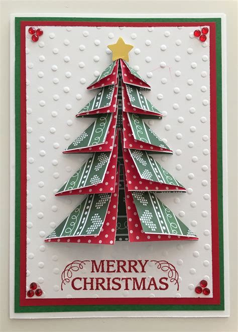cby handmade christmas greeting card with paper folded 3 d christmas tree diy christmas