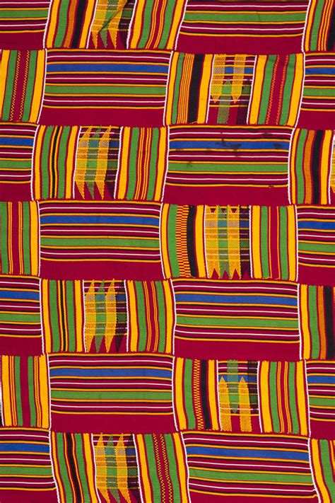 Africa Detail From An Ashanti Kente Strip Woven Cloth Silk Cotton