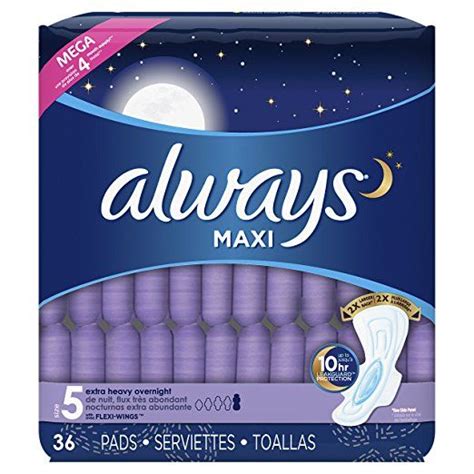 Always Maxi Size 5 Extra Heavy Overnight Pads With Wings Unscented