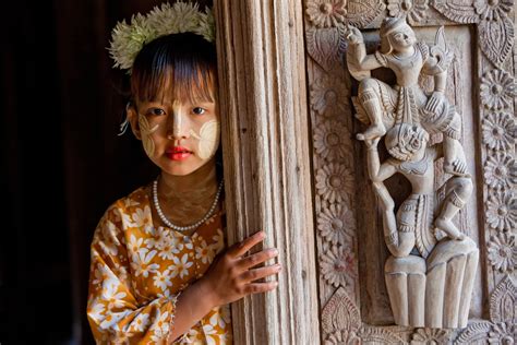 Girl At Temple Door Myanmar Art Wolfe