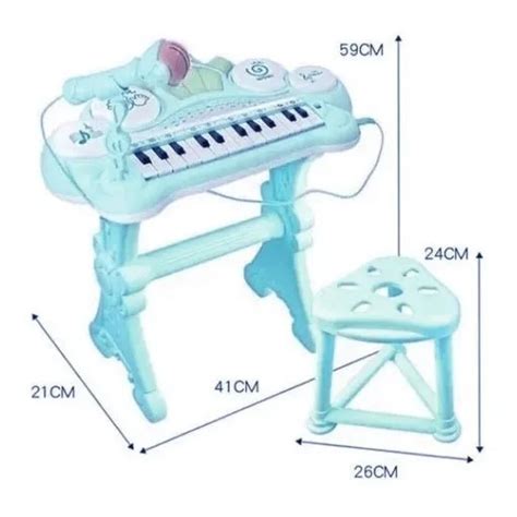 Ripley Juguete Teclado Piano Musical Con Microfono Celeste Infantil