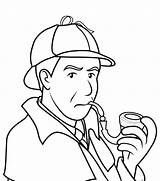 Holmes Sherlock Coloring Smoking Detective Pipe Drawing Netart Cartoon Master Magnifying Glass Getdrawings sketch template