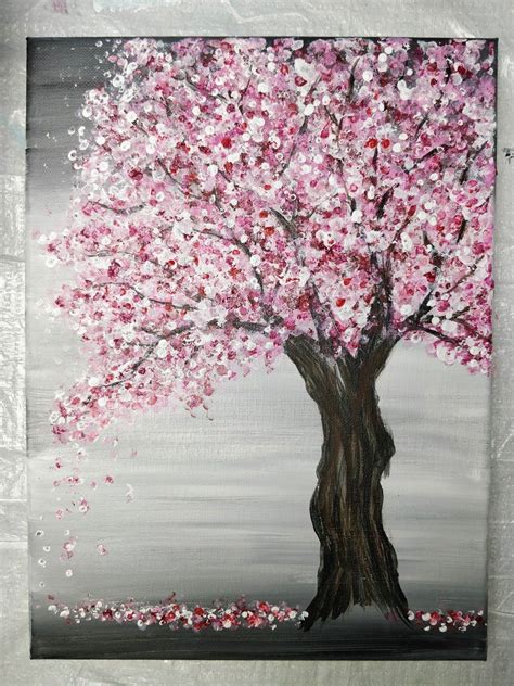 Step By Step Cherry Blossom Tree Painting Easy How To Paint A Cherry