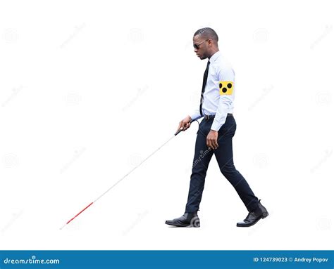 African Blind Man Walking With Stick Stock Image Image Of Elderly