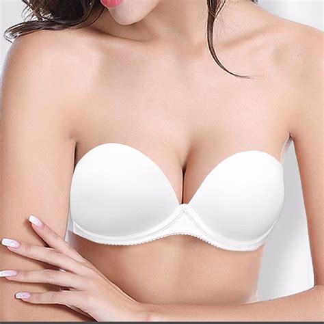 Super Boost Push Up Bra Thick Padded Support Add 2 Cup Strapless