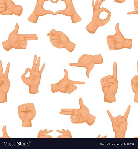 Hands Showing Deaf Mute Different Gestures Human Vector Image