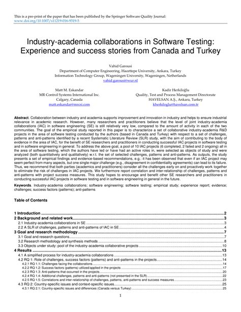 Full Article Industryacademia Collaborations In Software Testing Experience And Success