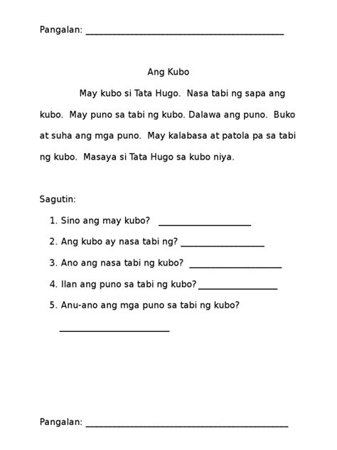 22 Free Maikling Kwento Grade 1 Worksheets Pdf Printable Docx