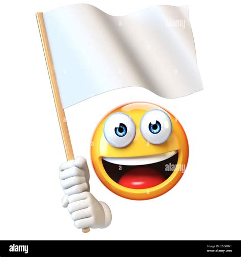 Emoji Holding White Flag Emoticon Waving Blank Flag With Copy Space 3d