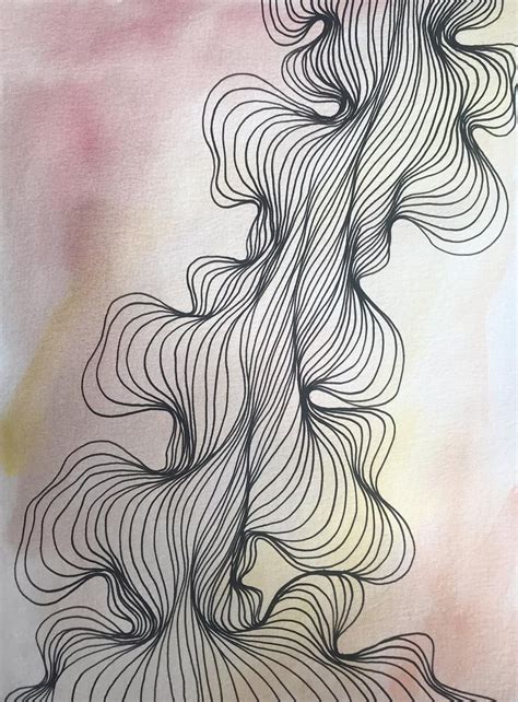 Abstract Organic Line Art Watercolor And Ink On Paper Abstract Line