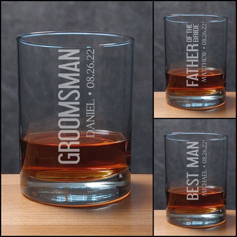 Groomsman Whiskey Glass Best Man Etched Personalized T Etsy