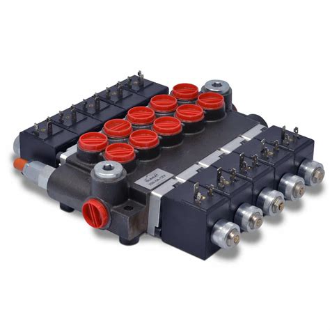 Hydraulic Monoblock Solenoid Directional Control Valve 5 Spool 13 Gpm