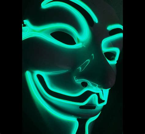 Anonymous Led Green Mask Light Up Scary Bonfire Night Etsy
