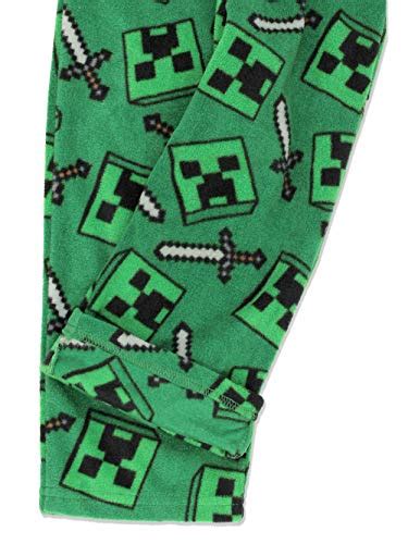 Minecraft Creeper Boys Plush Fleece Lounge Pajama Pants 6 Green