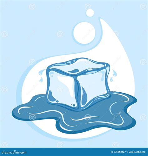 Isolated Abstract Melting Ice Cube In A Puddle Of Water Icon Vector Graphic Stock Vector