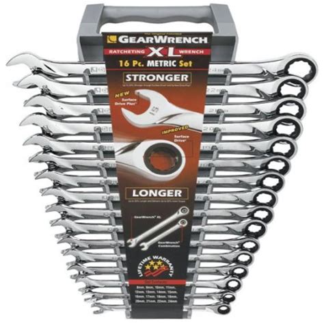 Gearwrench 85099 16 Piece Metric Xl Ratcheting Combination Wrench Set