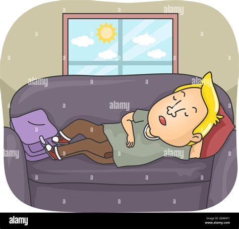 Cartoon Illustration Sleeping Man In Hi Res Stock Photography And