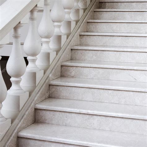 Staircase Of White Marble With Decorative Elements In Soft Natur