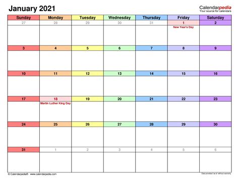 Printable paper.net also has weekly and monthly blank calendars. Print Calendars 2021 Year With Room To Writing | Ten Free ...