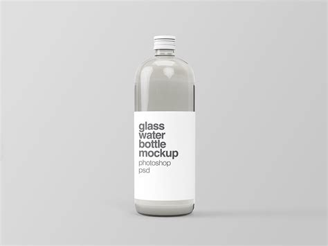 Free Glass Water Bottle Mockup